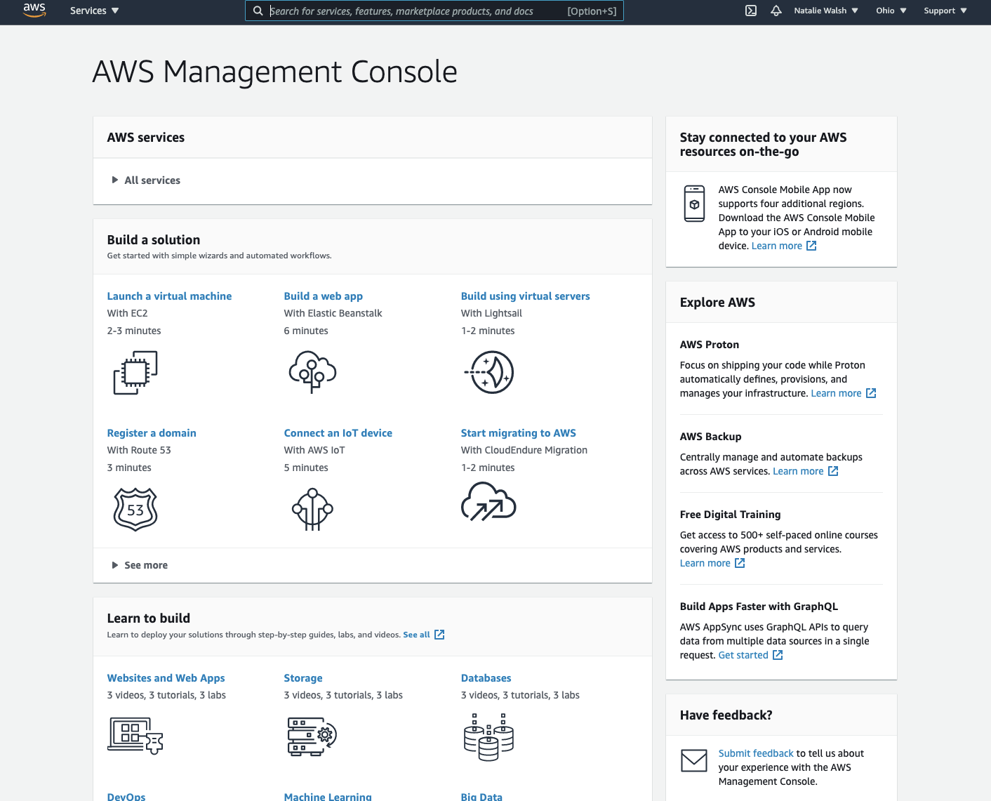 AWS Services - Management Console