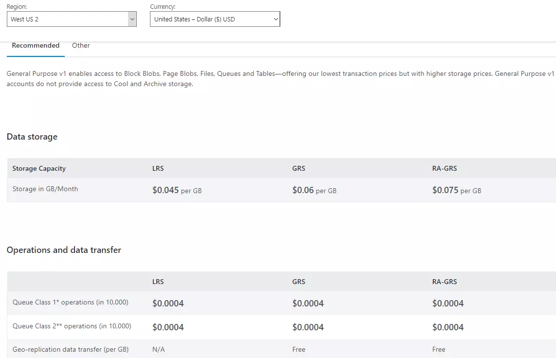 Pricing Table