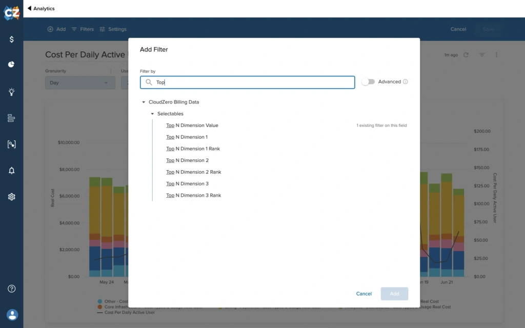 CloudZero Analytics Filter