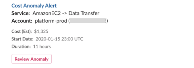 CloudZero Cost Anomaly Slack Alert