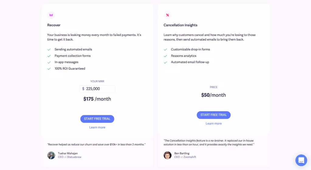 Feature-based pricing example