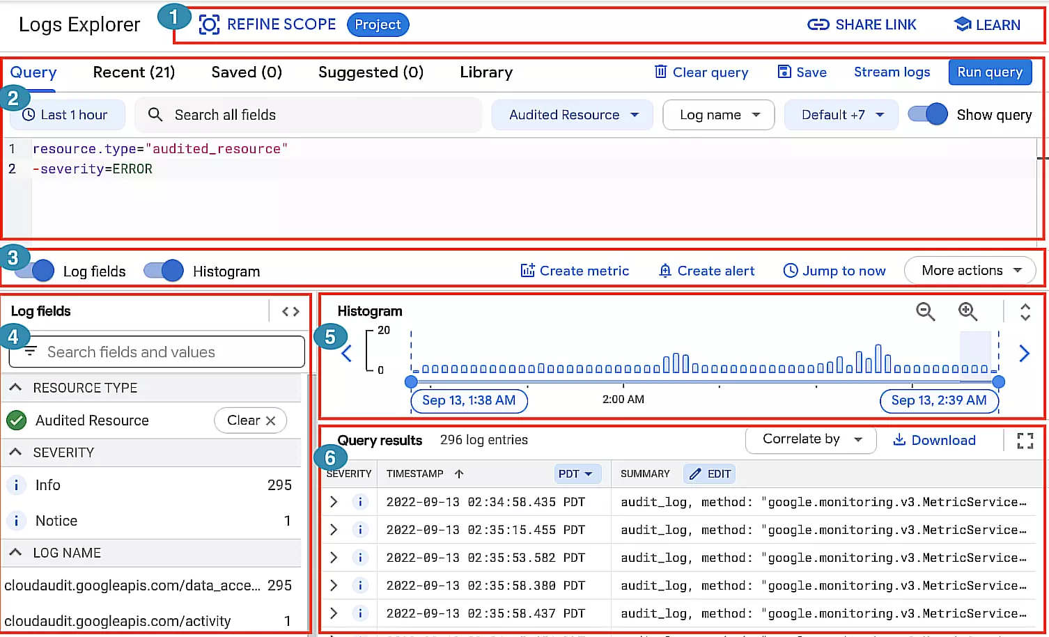 gke logs explorer dashboard