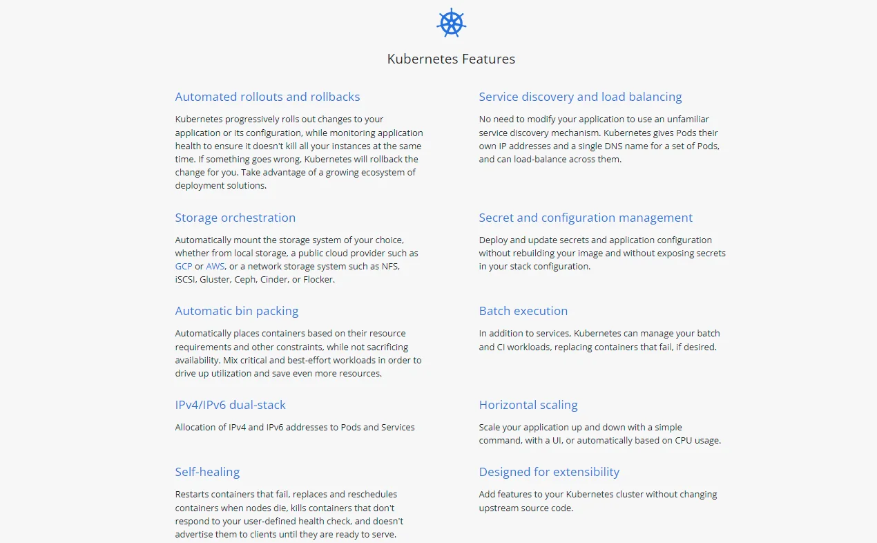 Kubernetes features