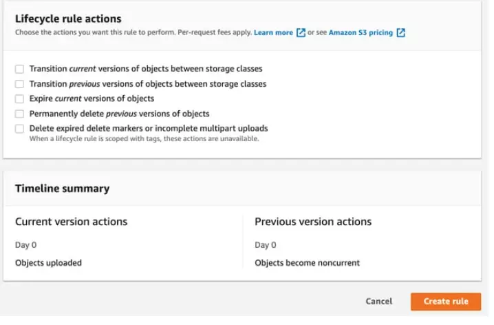 lifecycle rule actions