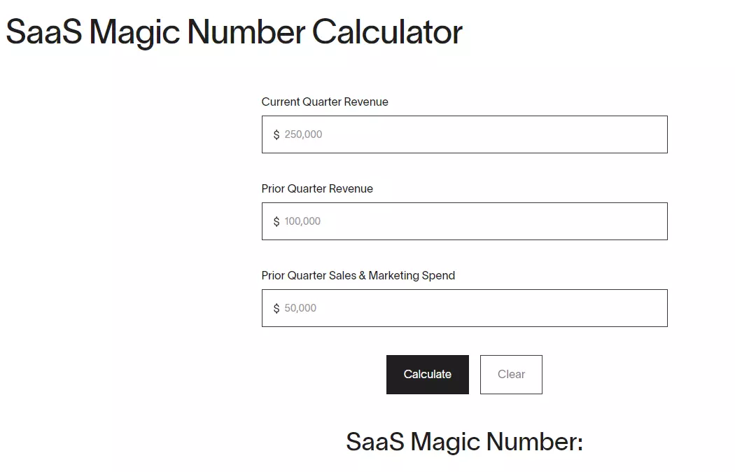 saas magic number calculator