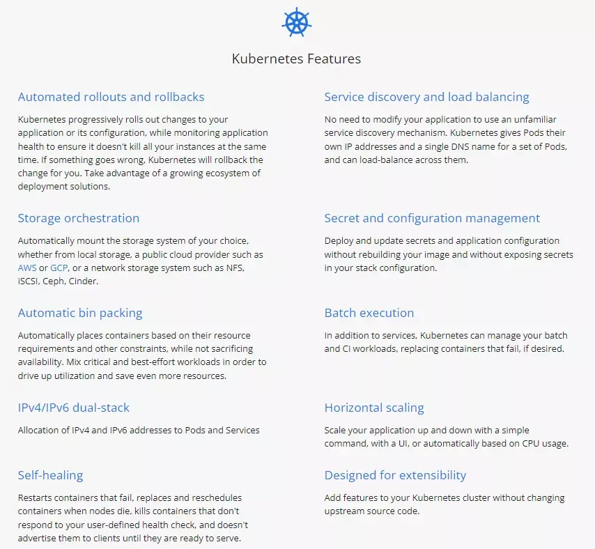Kubernetes features