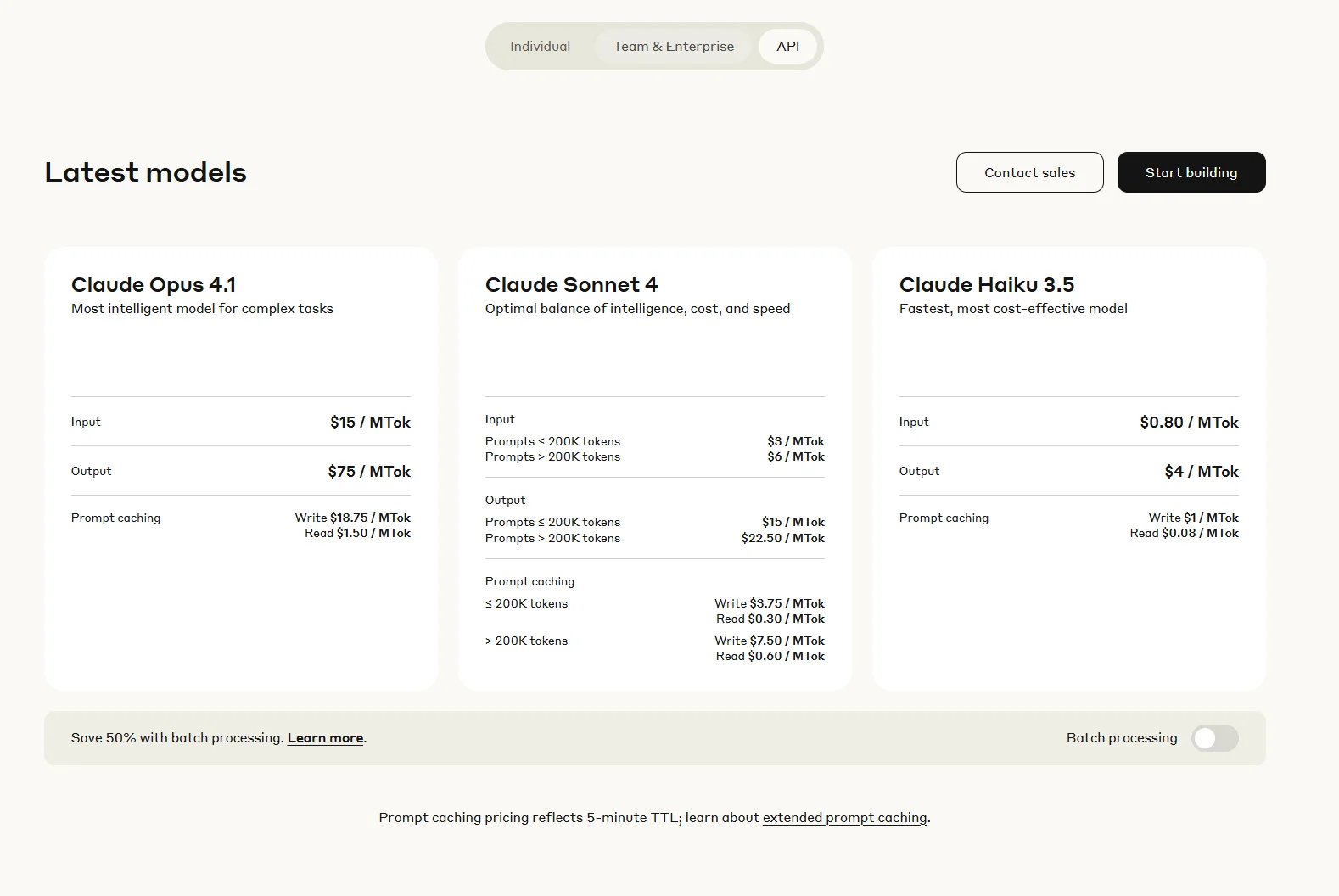 Claude API Pricing without batch processing