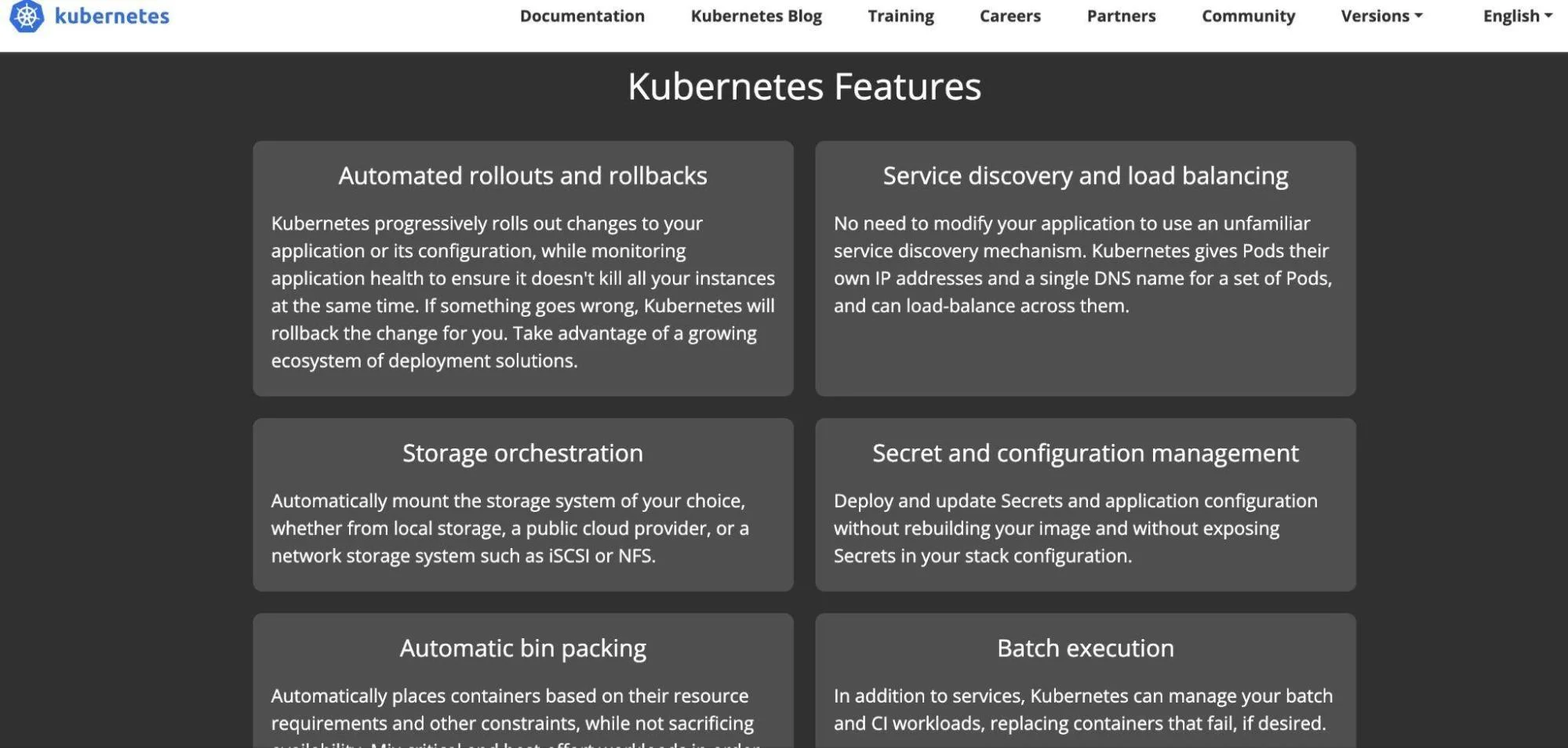 Kubernetes features