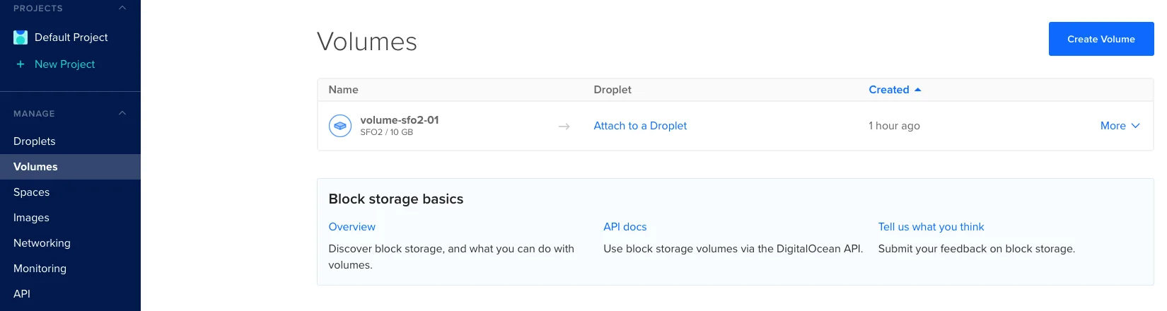 DigitalOcean Volumes