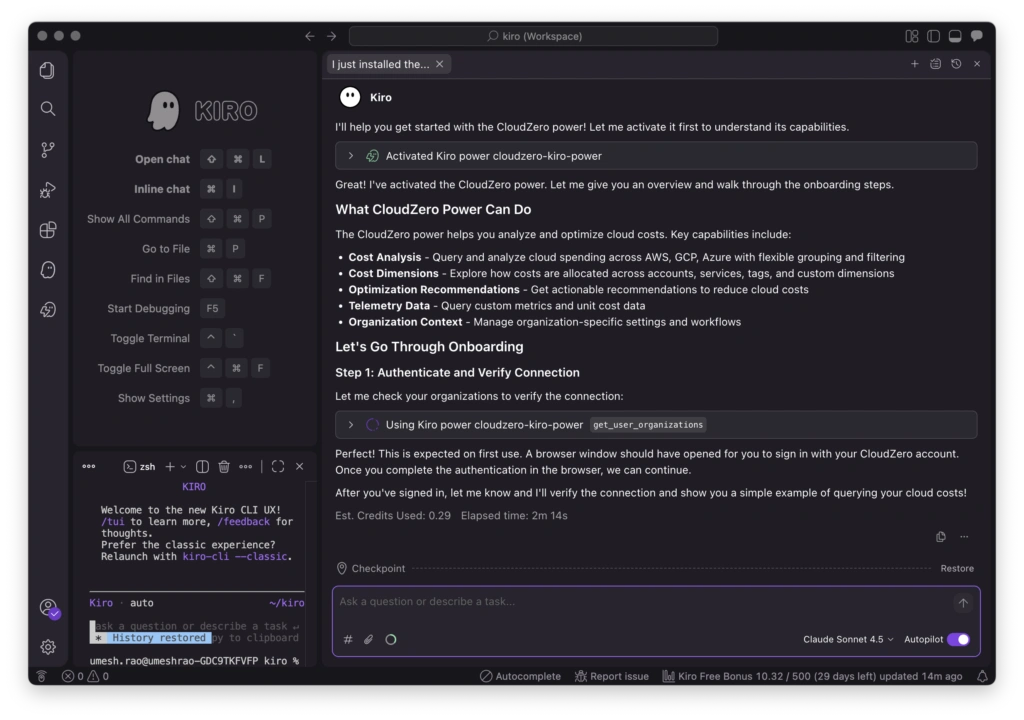What can CloudZero power do for you within Kiro